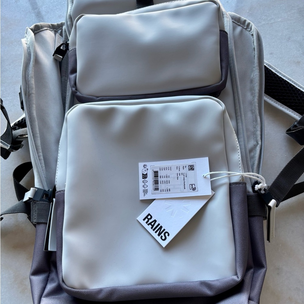 Rains Men's Light Gray and Dark Gray Two-Tone Waterproof Backpack